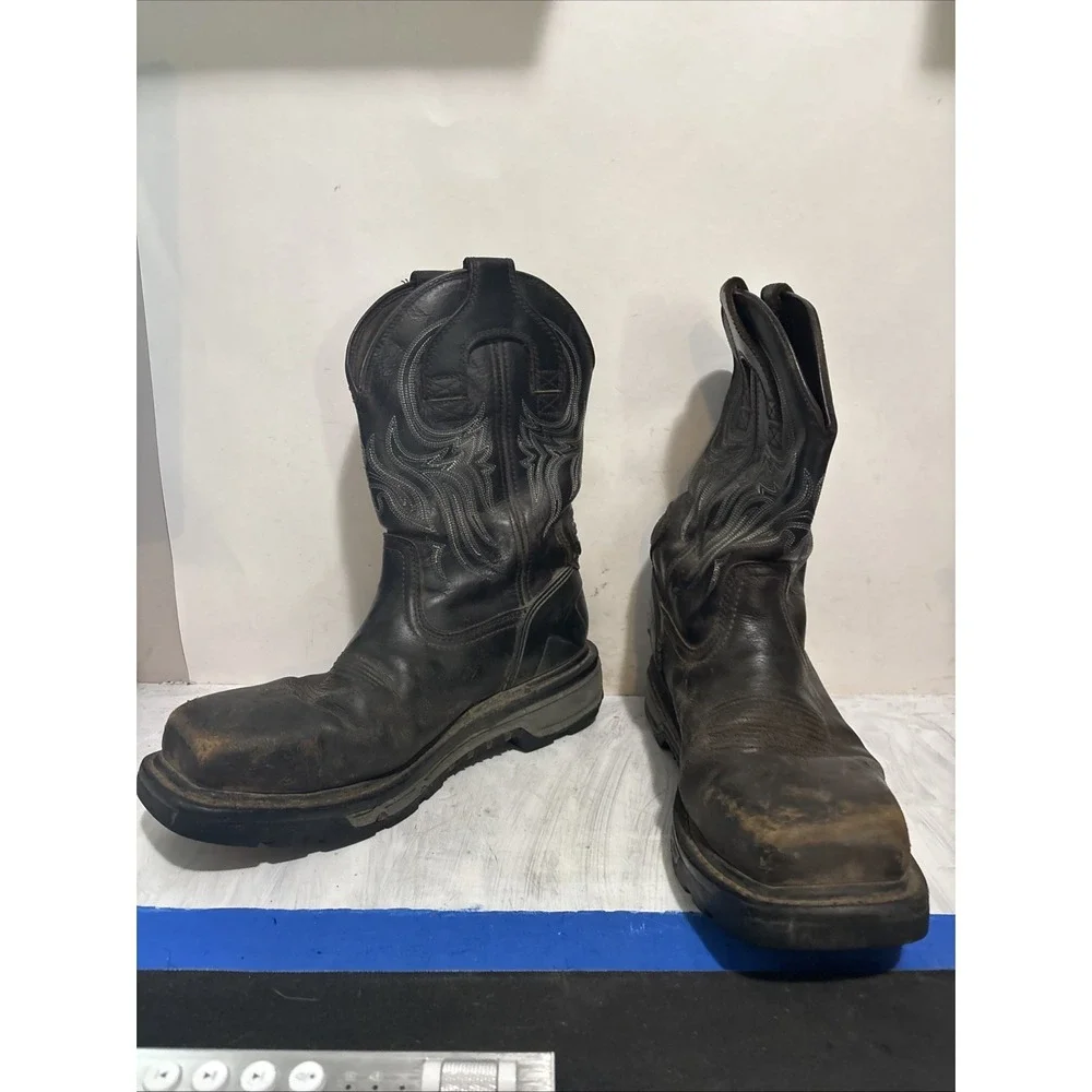 Justin Mens Brown Leather Work Boots Commander X5 Steel Toe 13D